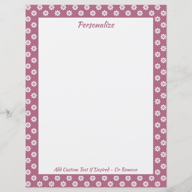 Papier Motif Fleur violet Retro 60s Personnaliser (Devant)