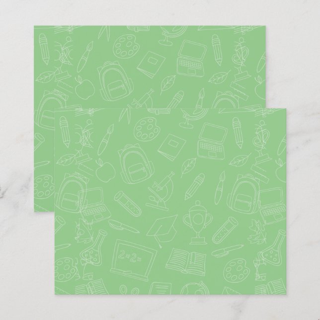 Papier Motif Fournitures scolaires tirées à la main (Devant / Derrière)