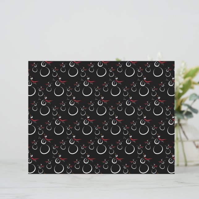 Papier Motif motoneige d'hiver mignon noir (Debout devant)