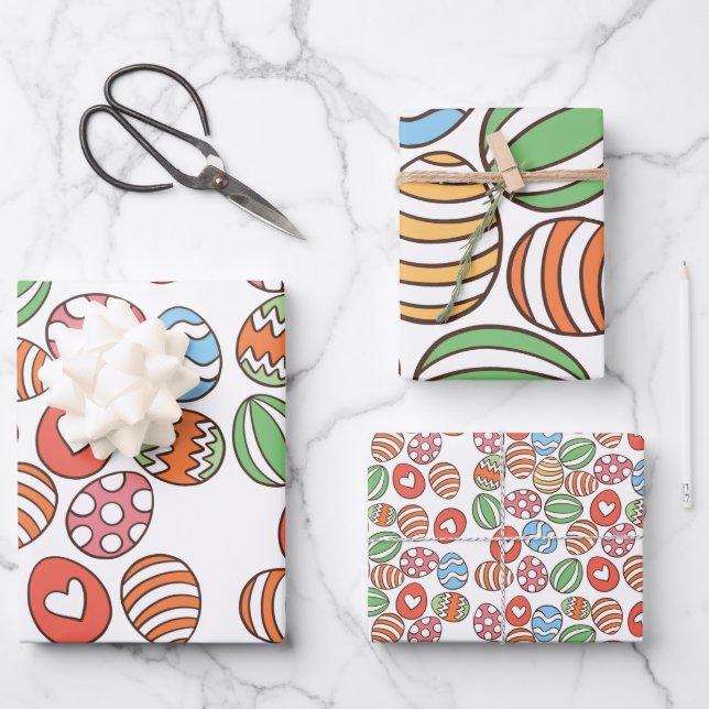 Papier Motif Oeuf de Pâques - Cadeau coloré (Recto)