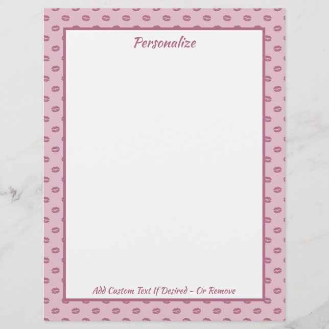 Papier Motif personnalisé de bisous aux lèvres roses tend (Devant)