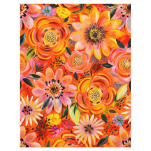 Papier motif scrapbook de fleurs orange