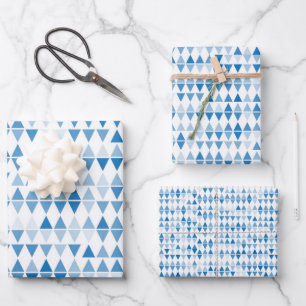 Papier Motif Triangle Bleu — Enveloppement Moderne
