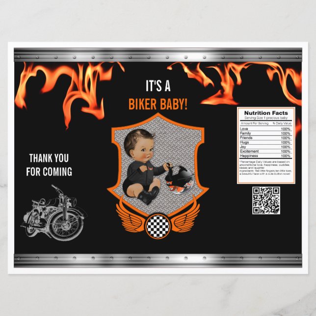 Papier Motorcycle Biker Baby Orange Black Chip Sac (Devant)