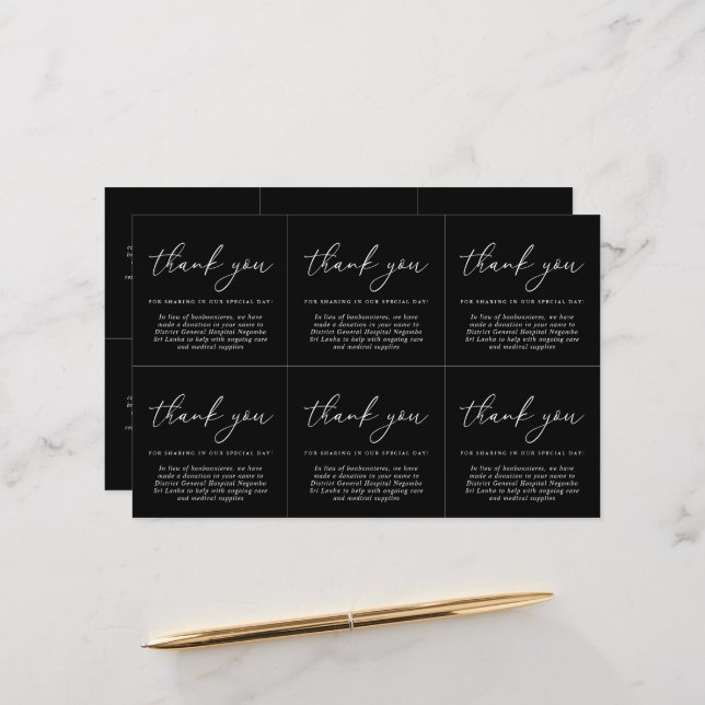 Papier Mots-clés Moderne Budget Mariage Merci Favoriser (Devant/Arrière en situation)