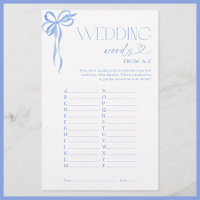 Mots mariages De A-Z Blue Bow Fête des mariées Jeu