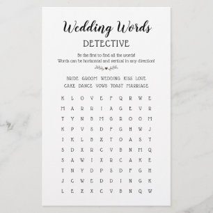 Papier Mots mariages Recherche Table Jeu amusant Calligra