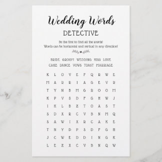 Papier Mots mariages Recherche Table Jeu amusant Calligra