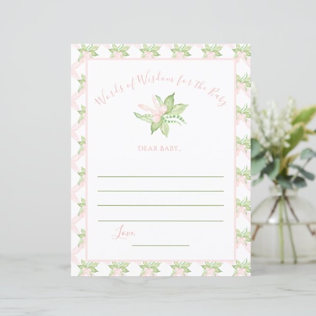 Papier Mots roses de la sagesse Doux Baby shower de pois  (Debout devant)
