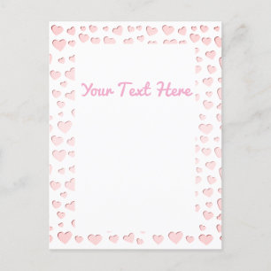 Papier moulé en forme de coeur rose coupé Carte po