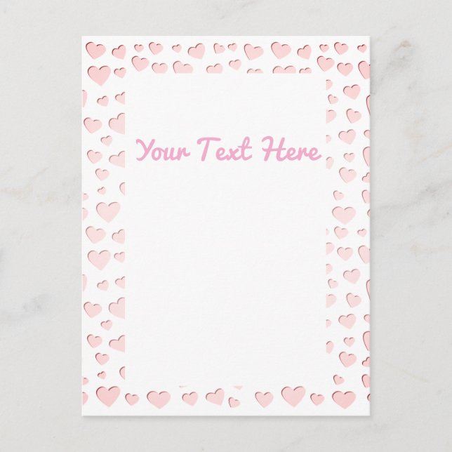 Papier moulé en forme de coeur rose coupé Carte po (Devant)