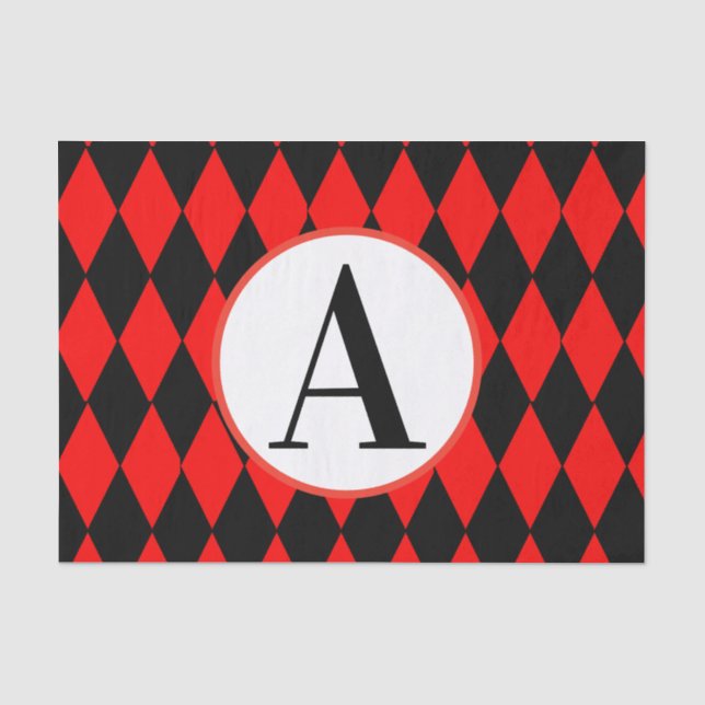 Papier Mousseline 10 livres Papier de tissus, HARLEQUIN ROUGE & NOIR (Recto)