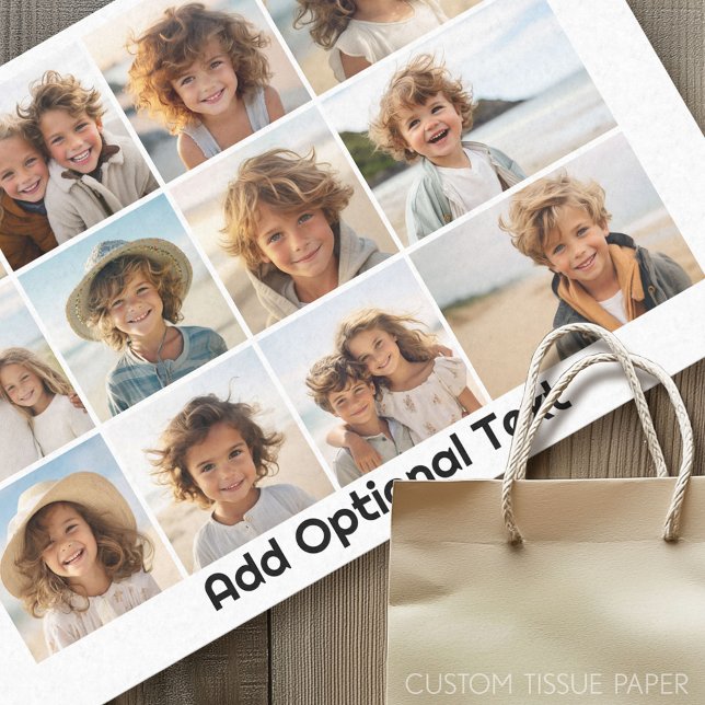 Papier Mousseline 12 Collage de grille photo - Blanc - Type de motif (Custom Photo Tissue Paper)
