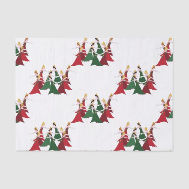 Papier Mousseline 12 jours de danse de dames de Noël 9 (Recto)
