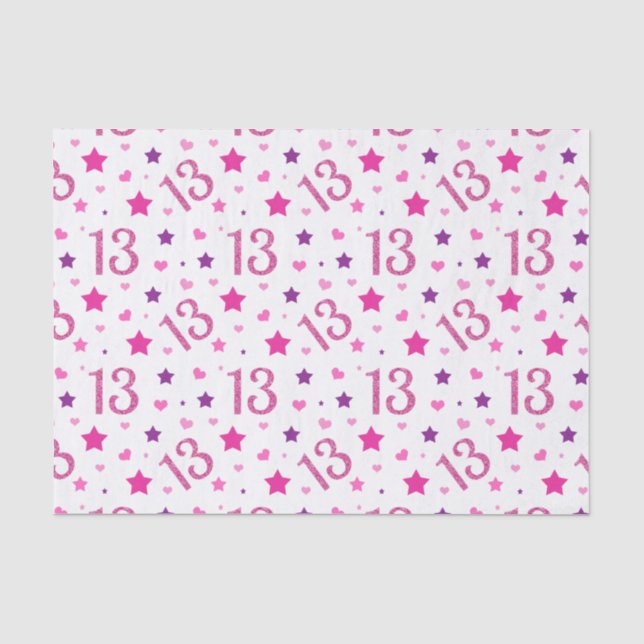 Papier Mousseline 13e anniversaire fille rose Parties scintillant pa (Recto)