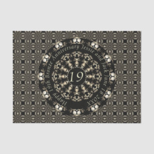 Papier Mousseline 19e anniversaire du Mariage Mandala Médaillon Text