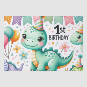 Papier Mousseline 1er anniversaire Dinosaur Dino Boy Aquarelle