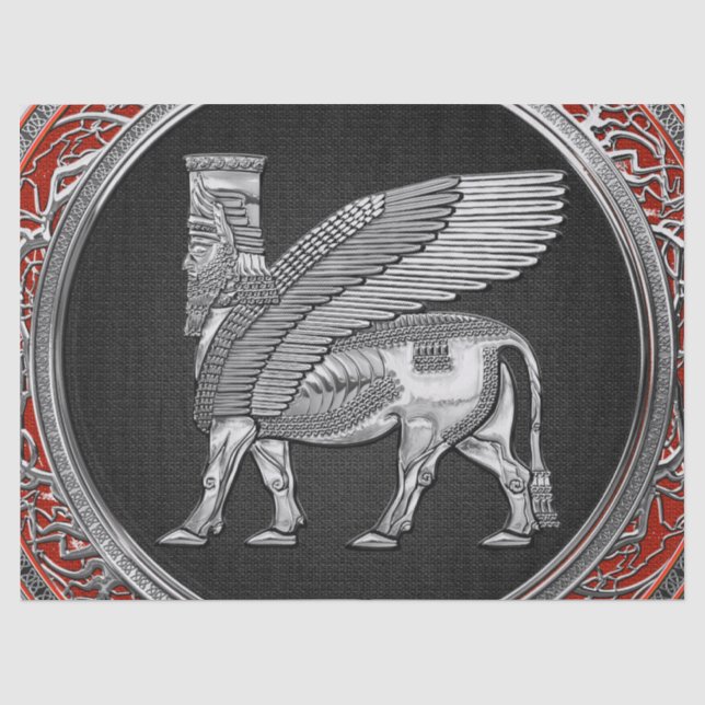 Papier Mousseline [220] Taureau à ailes assyriennes - Lamassu argent (Recto)