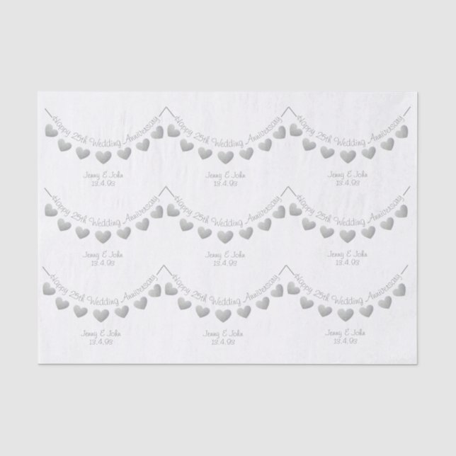 Papier Mousseline 25e anniversaire du Mariage Papier à coeur en arge (Recto)