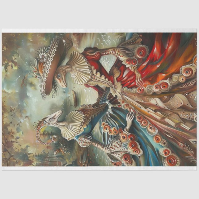 Papier Mousseline 2 Alligators Renaissance Era Découpage (Recto)