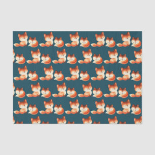 Papier Mousseline 2 mignons petits renards rouges Motif d'aquarelle