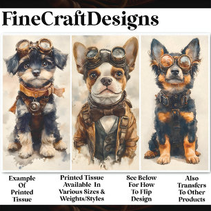 Papier Mousseline 3 Chiens Cute Steampunk Group 2 CB5 Decoupage