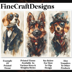 Papier Mousseline 3 Chiens Cute Steampunk Group 3 CB6 Découpage