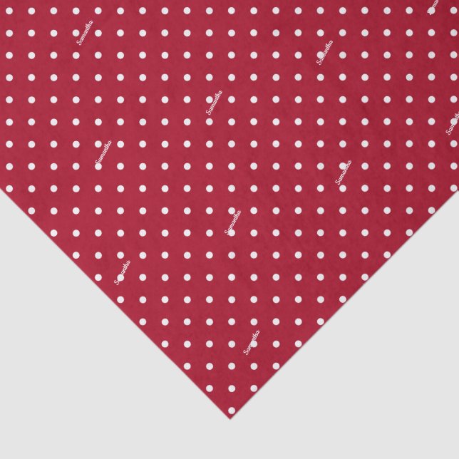 Papier Mousseline 3 feuilles de tissus, nom sur Pois rouges et blanc (Détail)