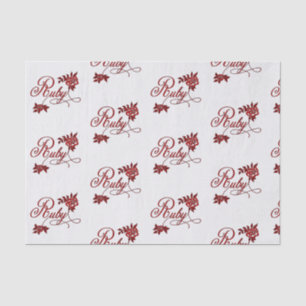 Papier Mousseline 40e anniversaire de Ruby Texte et Roses blanches