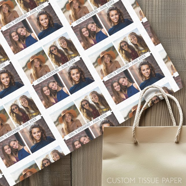 Papier Mousseline 4 photos en collage - avec bloc de texte (Custom Photo Tissue Paper)