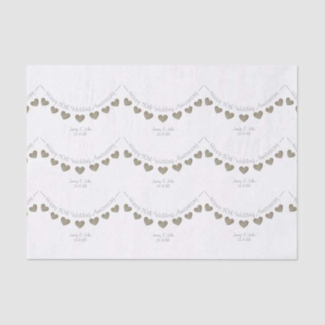 Papier Mousseline 50e anniversaire Mariage papier de tissu cardiaque (Recto)