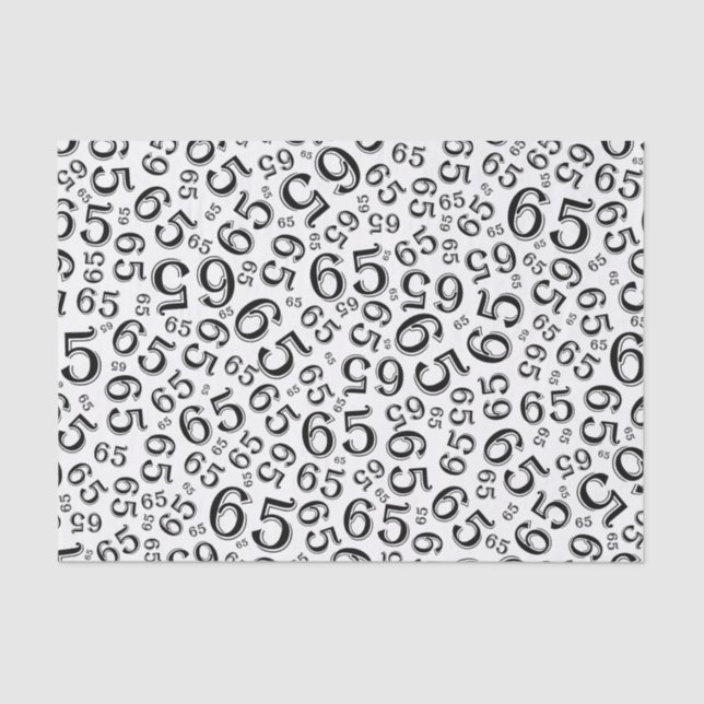 Papier Mousseline 65e anniversaire Random Number Motif noir/blanc (Recto)