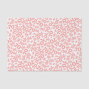 Papier Mousseline 70 Anniversaire Random Number Motif Coral/White 70