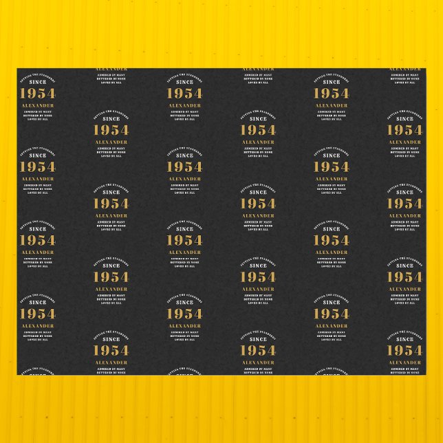 Papier Mousseline 70e anniversaire 1954 Black Gold Chic Elegant ( Celebrate the journey of the vintage years with our 70th Birthday 1954 Black and Gold Chic.)