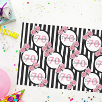 70e anniversaire chic rose roses noir blanc rayure