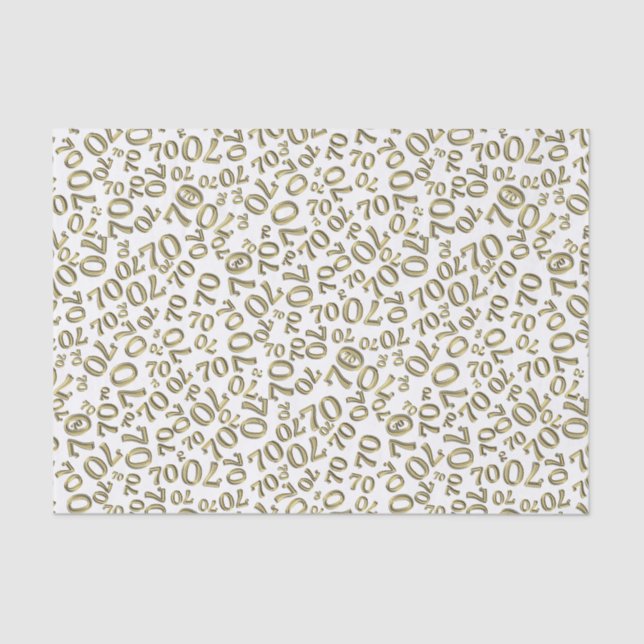 Papier Mousseline 70e anniversaire Numéro de Cool Motif Or et blanc (Recto)