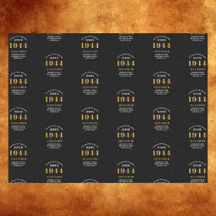 Papier Mousseline 80e anniversaire 1944 Black Gold Chic Elegant