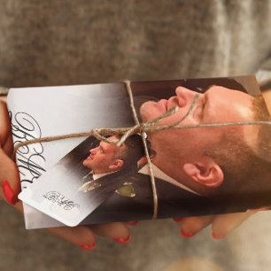 Papier Mousseline 80e anniversaire masculin Monogramme photo simple