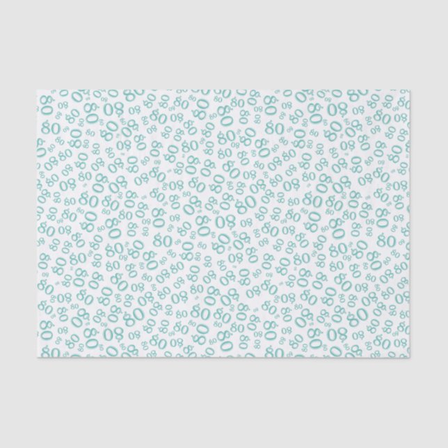 Papier Mousseline 80e Motif Turquoise/blanc de numéro aléatoire (Recto)