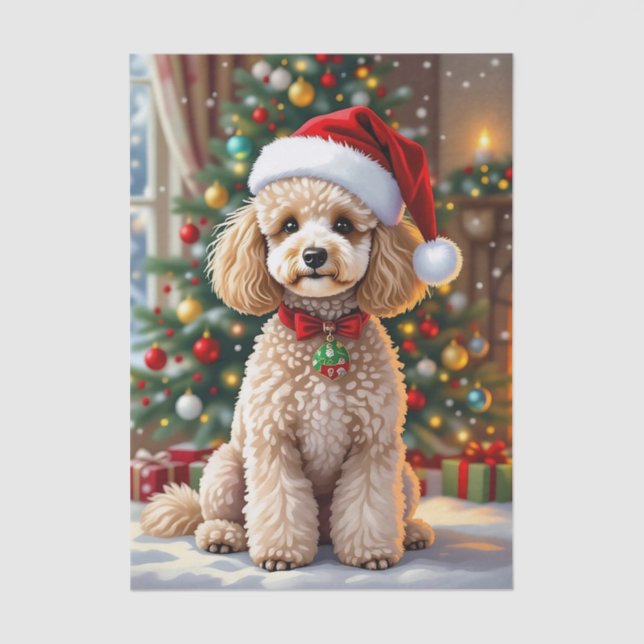 Papier Mousseline A Cute Festive Poodle Christmas   (Recto)