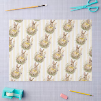 Papier Mousseline A cute little Floral Bunny Yellow Bow Baby Shower 