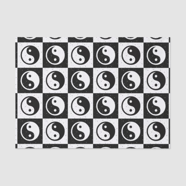 Papier Mousseline À damiers blanc noir Yin-yang Zen Block Imprimer (Recto)
