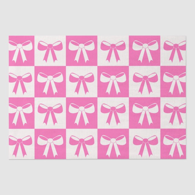 Papier Mousseline à damiers Coquette Girl Rose Bows Motif (Recto)