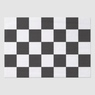 Papier Mousseline à damiers Motif de carte Noir et Blanc Classique