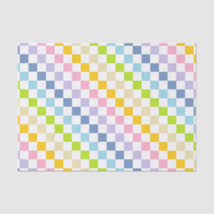 Papier Mousseline à damiers Pastel Rainbow