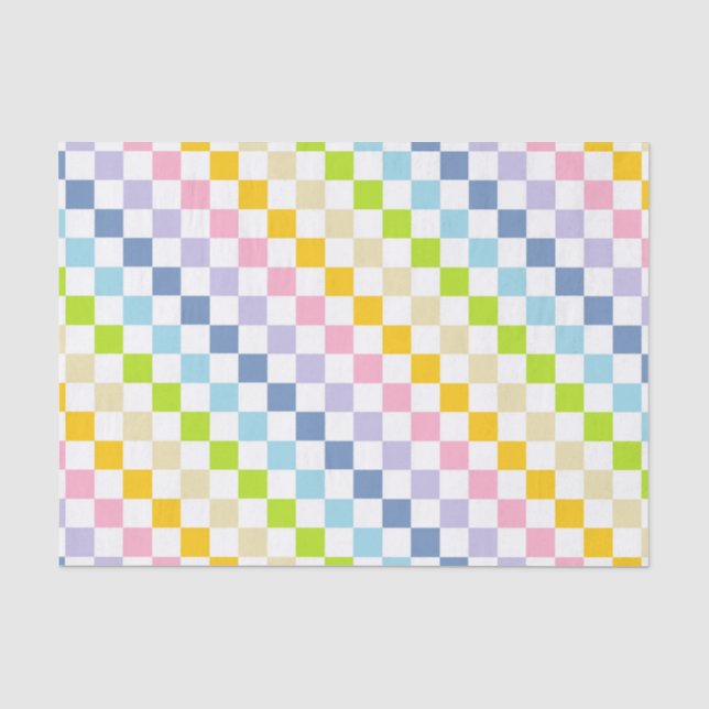 Papier Mousseline à damiers Pastel Rainbow (Recto)