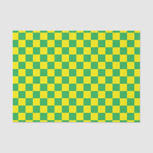 Papier Mousseline à damiers vert et jaune (Recto)