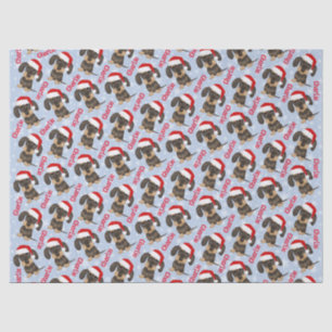Papier Mousseline À poils durs Dachshund Noël Nom personnalisé Chien