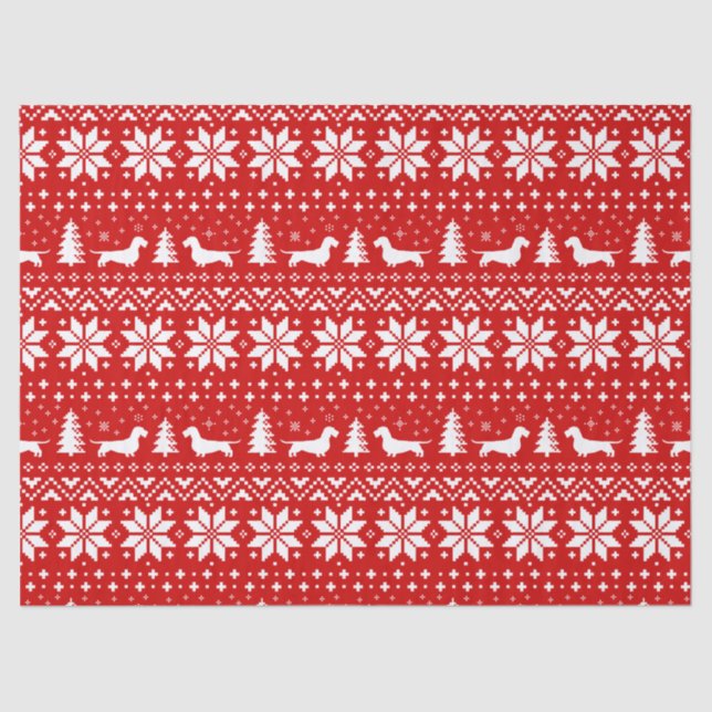 Papier Mousseline À poils durs Dachshund Silhouettes Motif de Noël (Recto)