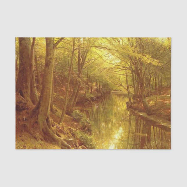 Papier Mousseline A Woodland Stream by Peder Mork Monsted (Recto)